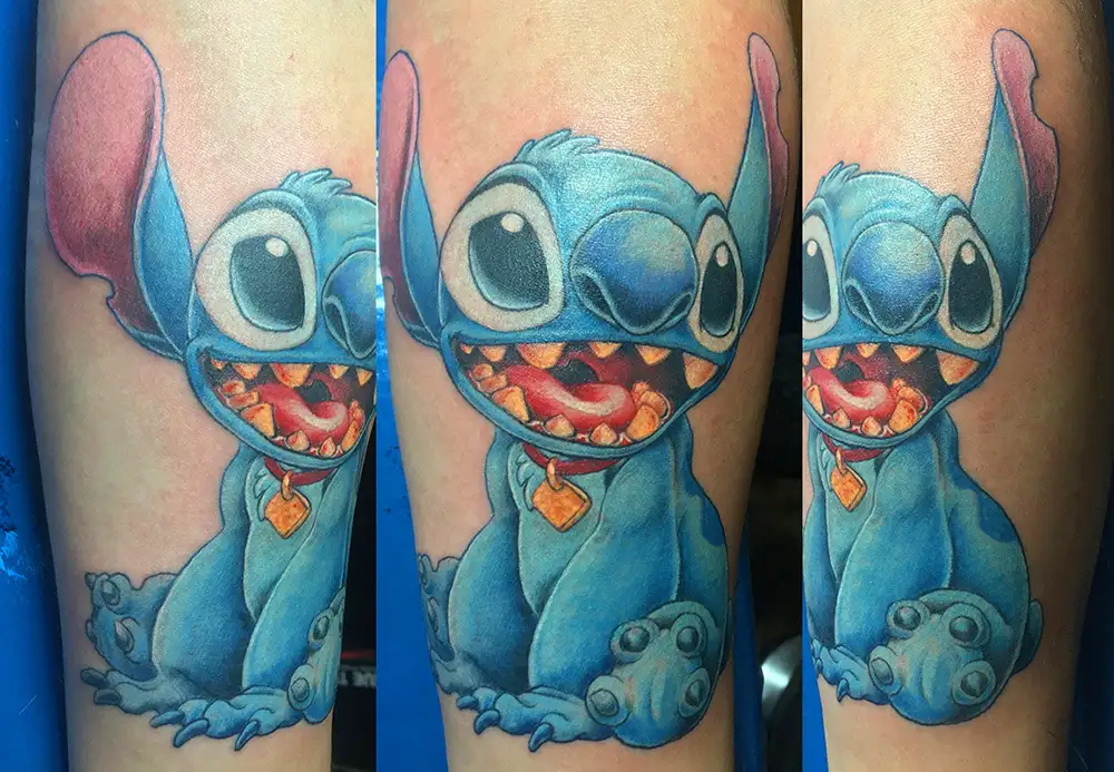 lelo stitch alien forearm full color tattoo