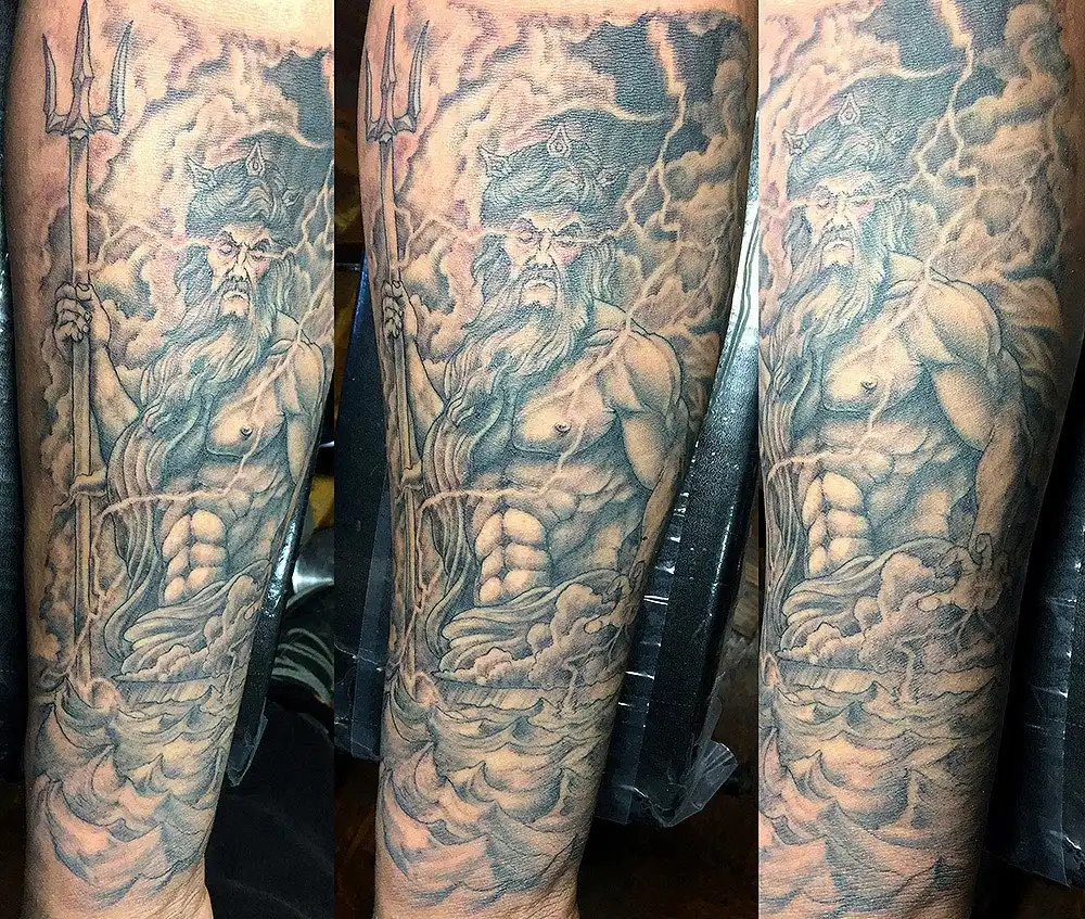 poseidon forearm tattoo