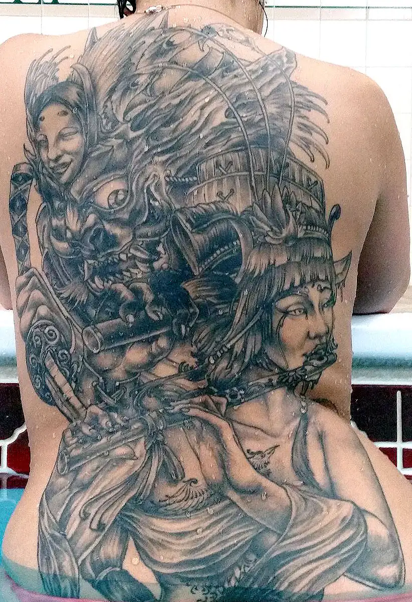 Panda eating Bamboo inner buicep attoo