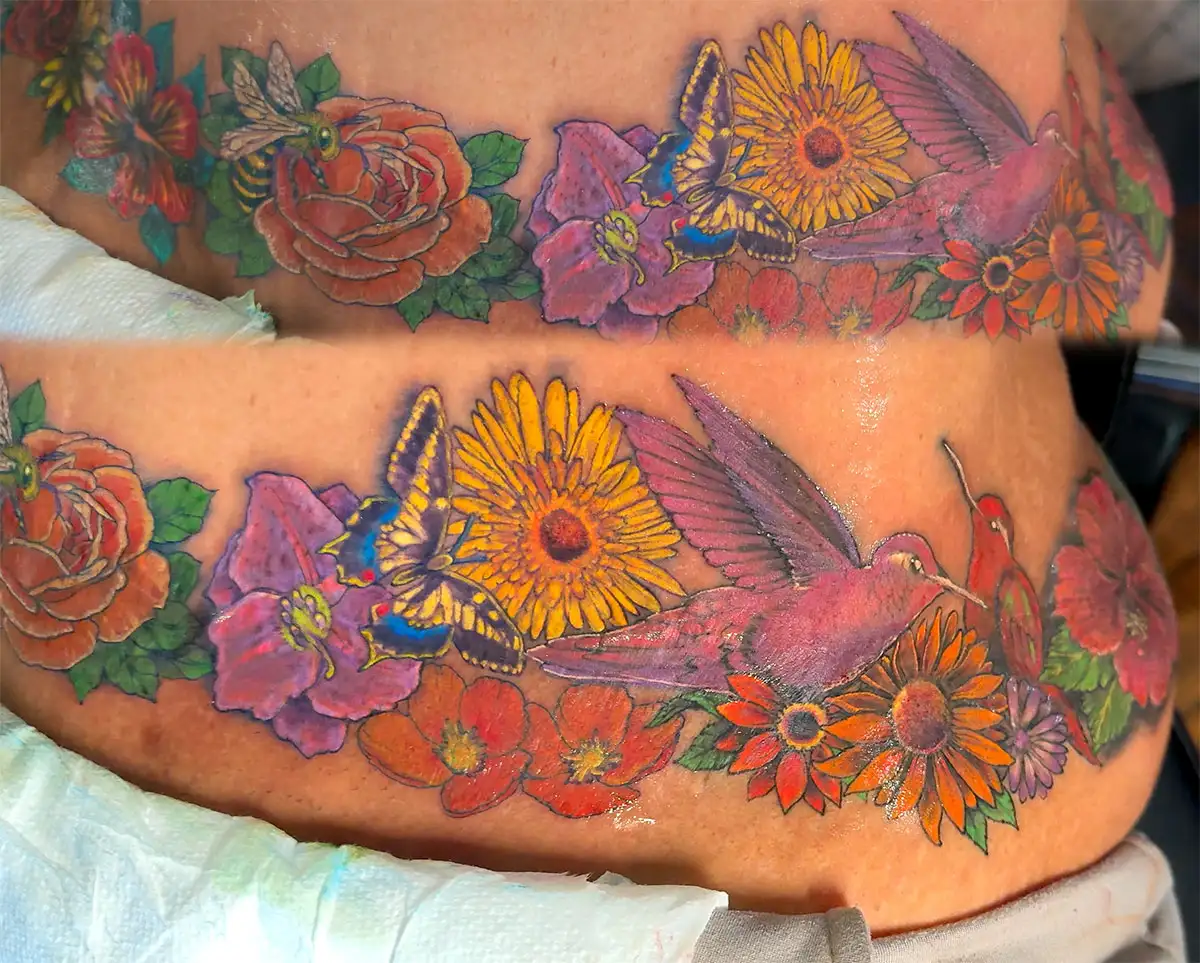 Punisher Skull logo calf tattoo