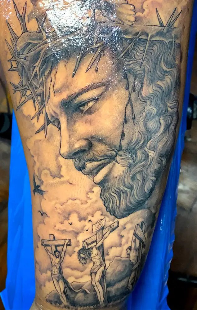 Panda eating Bamboo inner buicep attoo