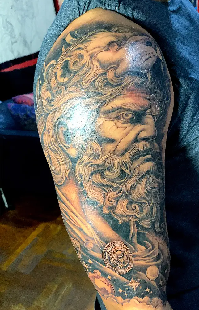 Panda eating Bamboo inner buicep attoo