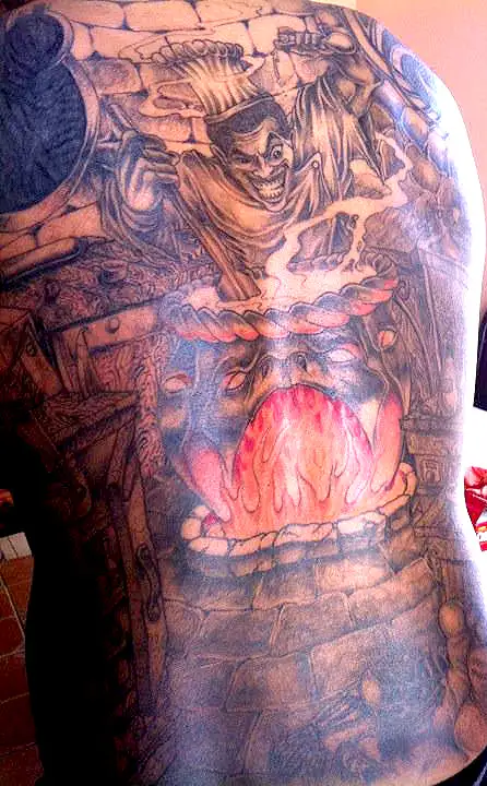 Punisher Skull logo calf tattoo